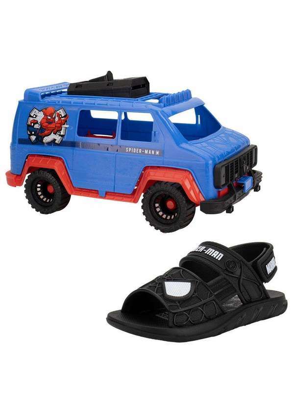 Grendene Kids - Kit Papete Infantil Homem Aranha e Furgão Grendene Kids 23222 Preto/Branco