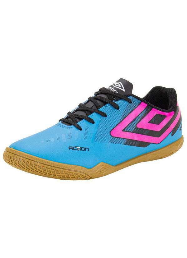 Umbro - Chuteira Infantil Indoor Action Jr Umbro U07fb00285 - Azul/Rosa
