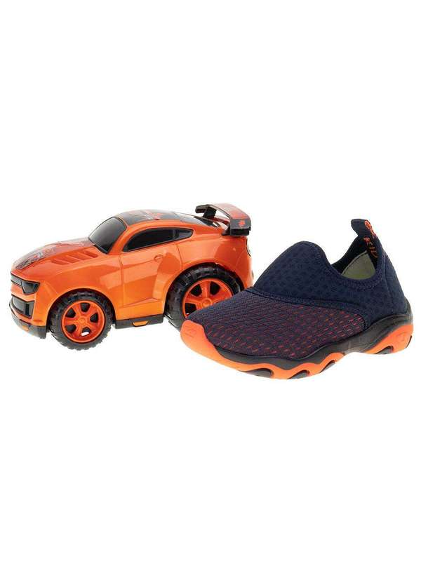 Kidy - Kit Tênis Infantil Play e Carrinho Kidy 0070660 - Azul/Laranja