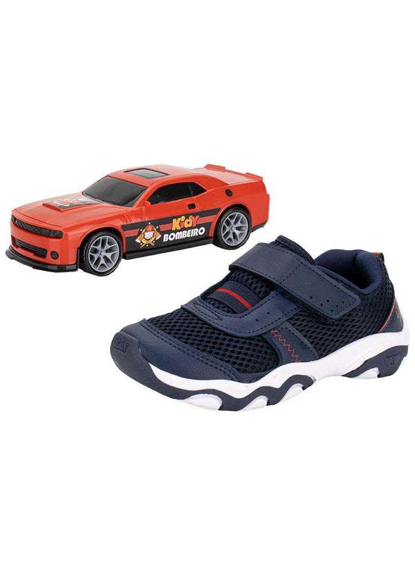Kidy - Kit Tênis Infantil Play Respitec Carrinho Kidy 0070826 Marinho/Vermelho