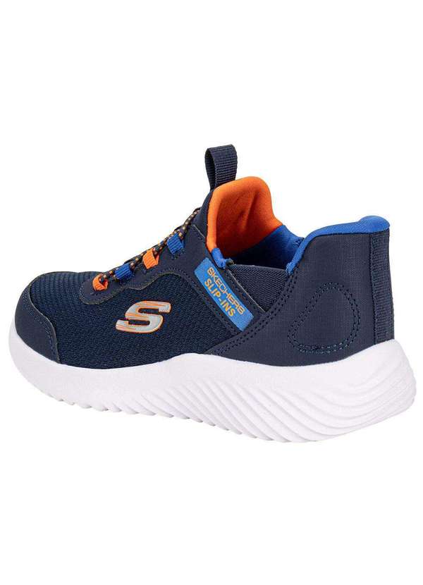 Skechers - Tênis Infantil Bounder - Brisk-Burst Skechers 403822l - Azul/Laranja 3