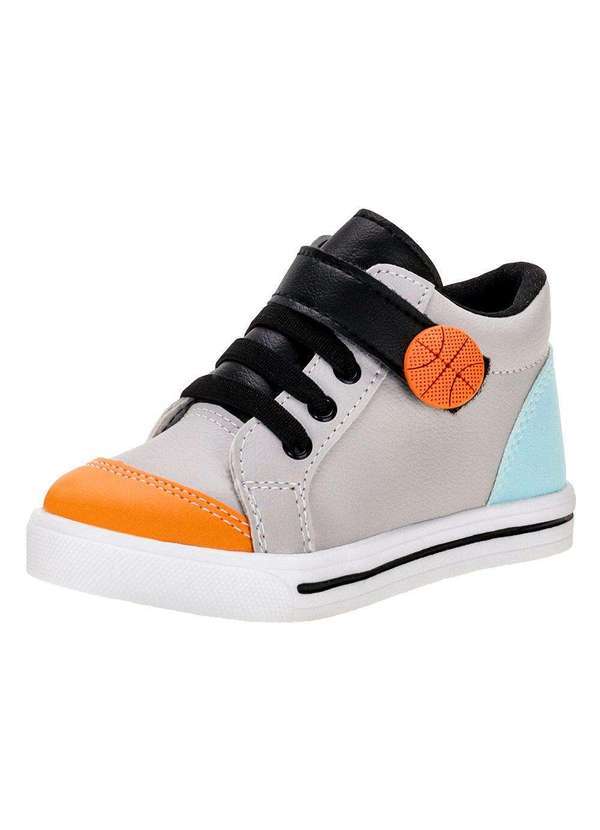 Lindo Jú - Tênis Infantil Cano Alto Lindo Jú 502477 - Cinza/Laranja