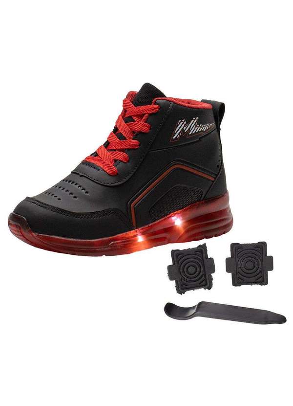 Minipé Tênis Infantil Led com Rodinha Minipé Mp2335 Preto/Vermelho