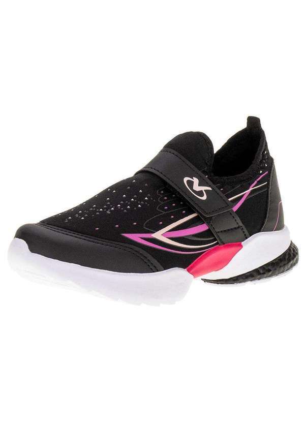 Via Vip - Tênis Infantil Slip Via Vip - Vv9001 - Preto/Rosa 01