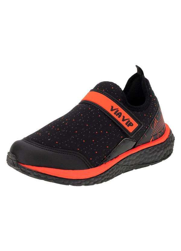 Via Vip - Tênis Infantil Slip Via Vip - Vv9500 - Preto/Laranja