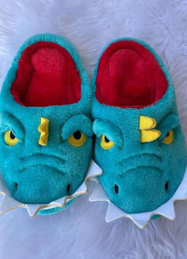 Cia da Malha - Pantufas Quentinhas Diversas Infantil Adulta de Frio Inverno Dinossauro