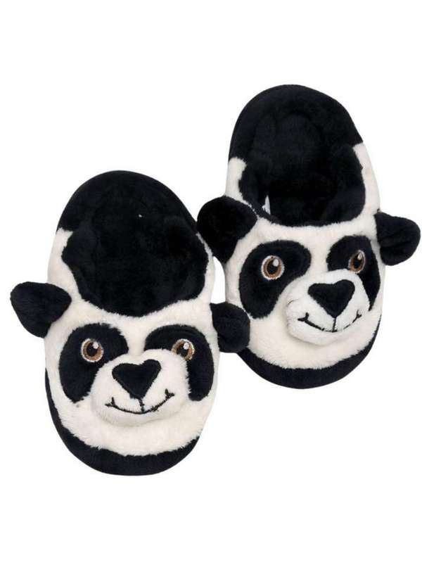 Cia da Malha - Pantufas Quentinhas Diversas Infantil Adulta de Frio Inverno Panda Preto 3