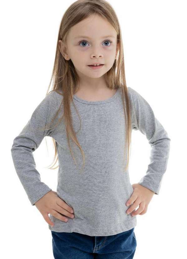 Cia da Malha - Blusa Infantil Manga Longa Meninas Feminina Juvenil Algodão Mescla Claro