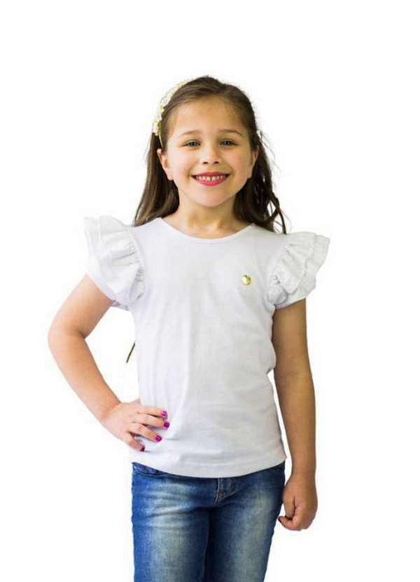 Cia da Malha - Blusa Infantil Feminina Juvenil Menina 1 Ano a 16 Anos Verao Branco
