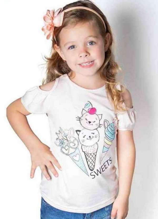 Cia da Malha - Blusa Infantil Feminina Juvenil Menina 1 Ano a 16 Anos Verao Sorvete