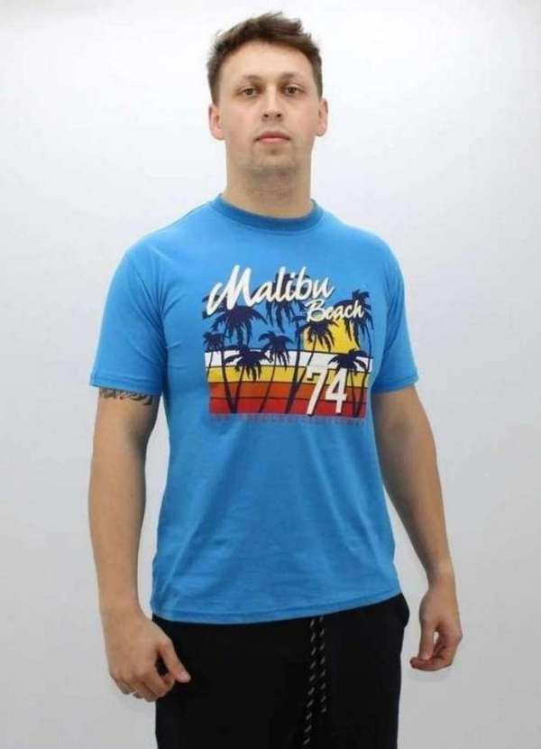 Cia da Malha - Camiseta Masculina Adulto Algodao Basica Azul Celeste