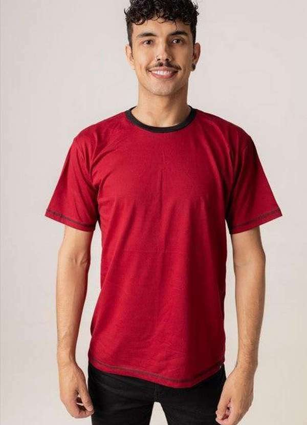 Cia da Malha - Camiseta Masculina Adulto Algodao Basica Bordo