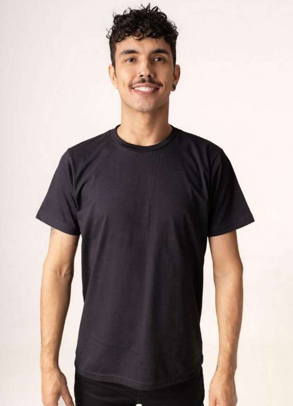 Cia da Malha - Camiseta Masculina Curta Adulta Algodao Basica Verao Preto