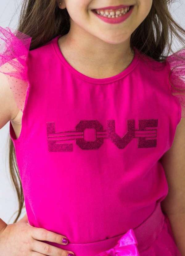 Cia da Malha - Conjunto Infantil Shorts Meninas Pink 2