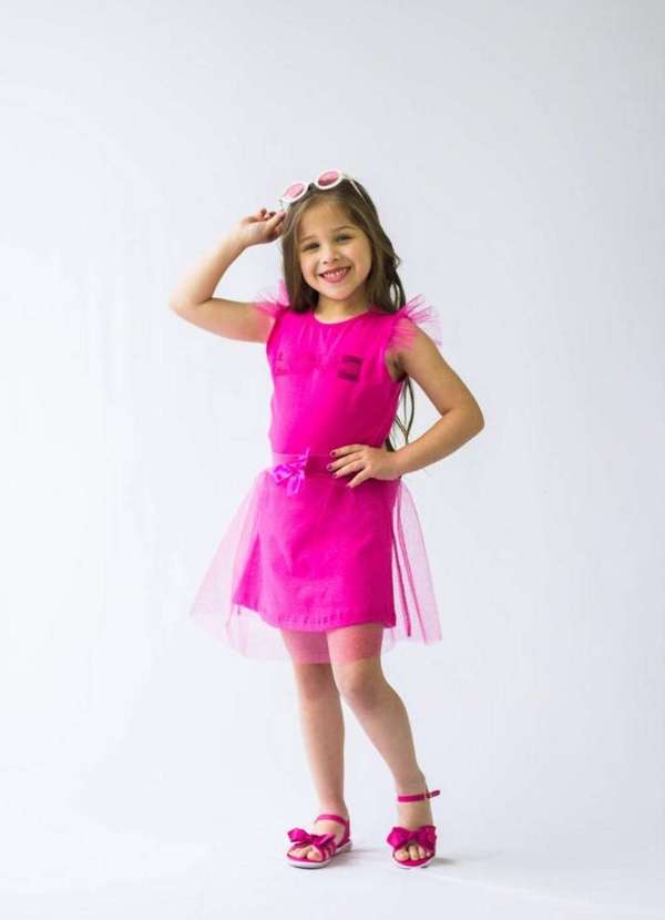 Cia da Malha - Conjunto Infantil Shorts Meninas Pink 3