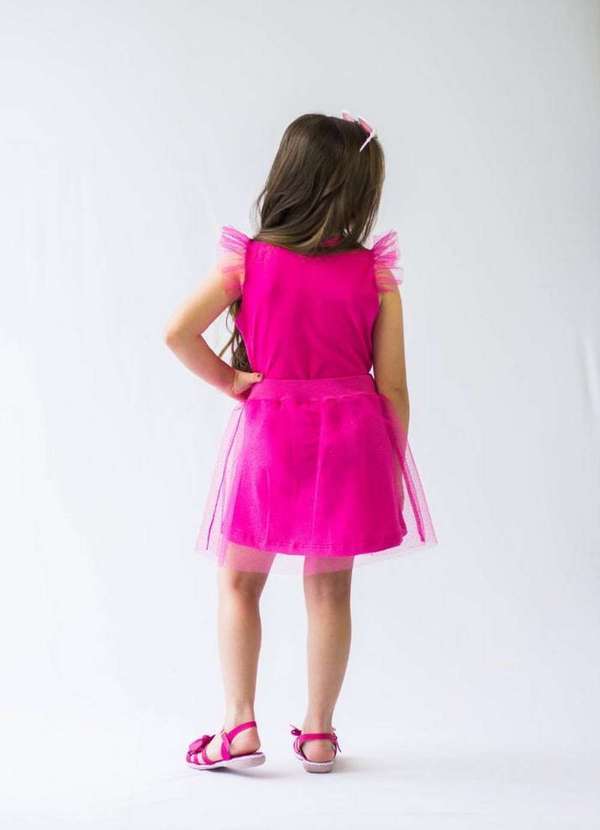 Cia da Malha - Conjunto Infantil Shorts Meninas Pink 4