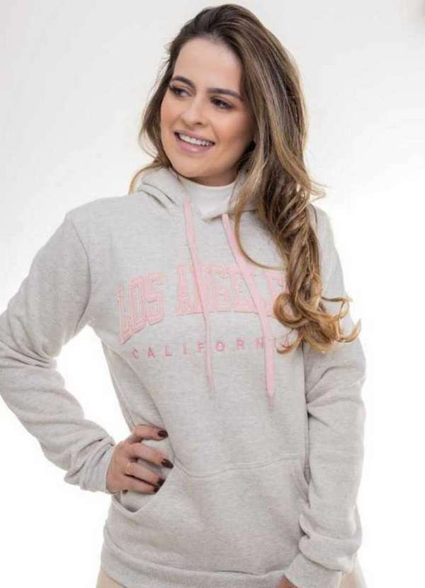Cia da Malha - Blusa Feminina Adulto Moletom Inverno Mescla Claro