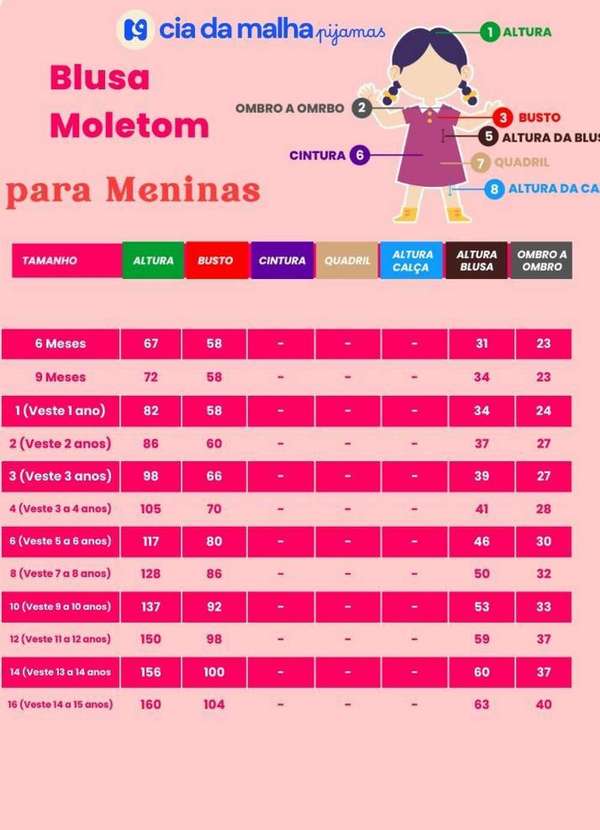 Cia da Malha - Blusa Moletom Infantil Meninas Inverno Azul Ciano 6