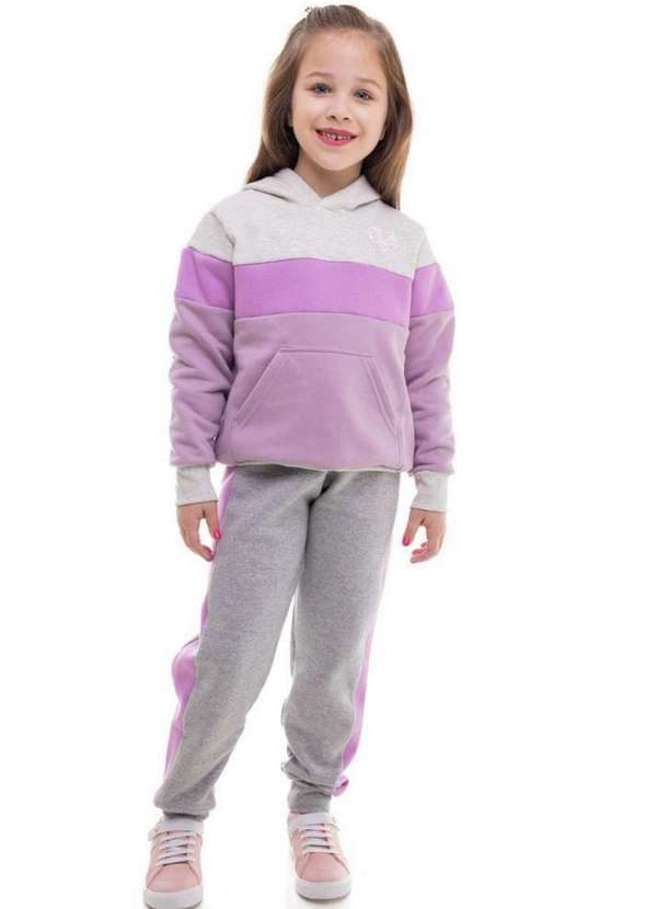Cia da Malha - Blusa Moletom Infantil Meninas Inverno Mescla Claro