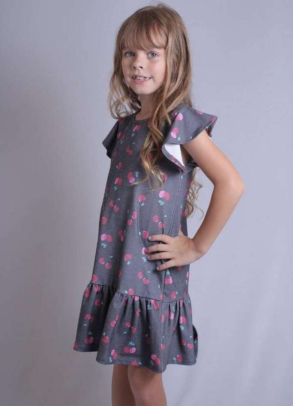 Cia da Malha - Vestido Feminino Infantil Cereja 3