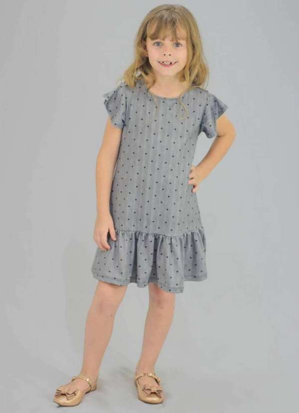 Cia da Malha - Vestido Feminino Infantil Est Coracao Pre
