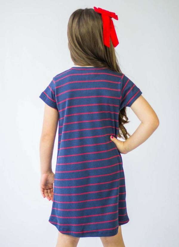 Cia da Malha - Vestido Feminino Infantil Marinho Listra 3