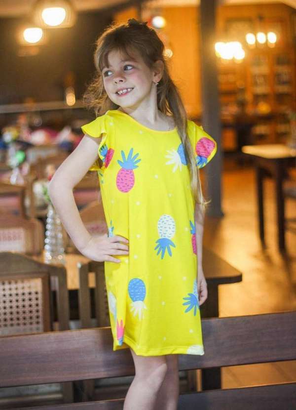 Cia da Malha - Vestido Feminino Infantil Ouro