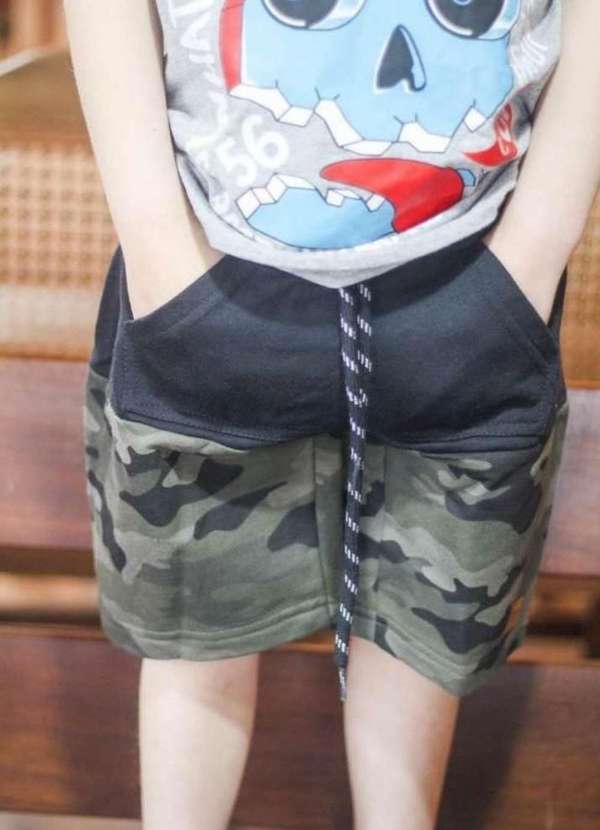 Cia da Malha - Bermuda Infantil Moletom Menino Est Camuflado