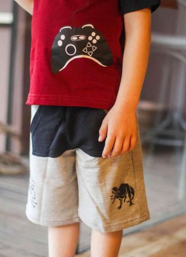 Cia da Malha - Bermuda Moletom Infantil Masculina Menino Juvenil Mescla Claro 2