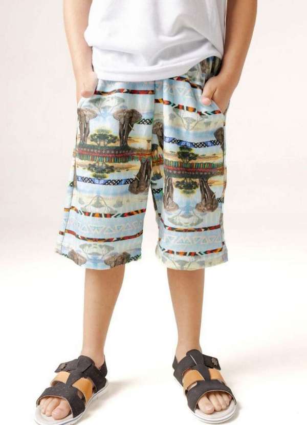 Cia da Malha - Bermuda Moletom Infantil Masculina Menino Juvenil Est Elefante