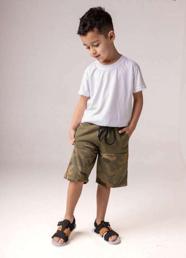 Cia da Malha - Bermuda Moletom Infantil Masculina Menino Juvenil Est Camuflado 2