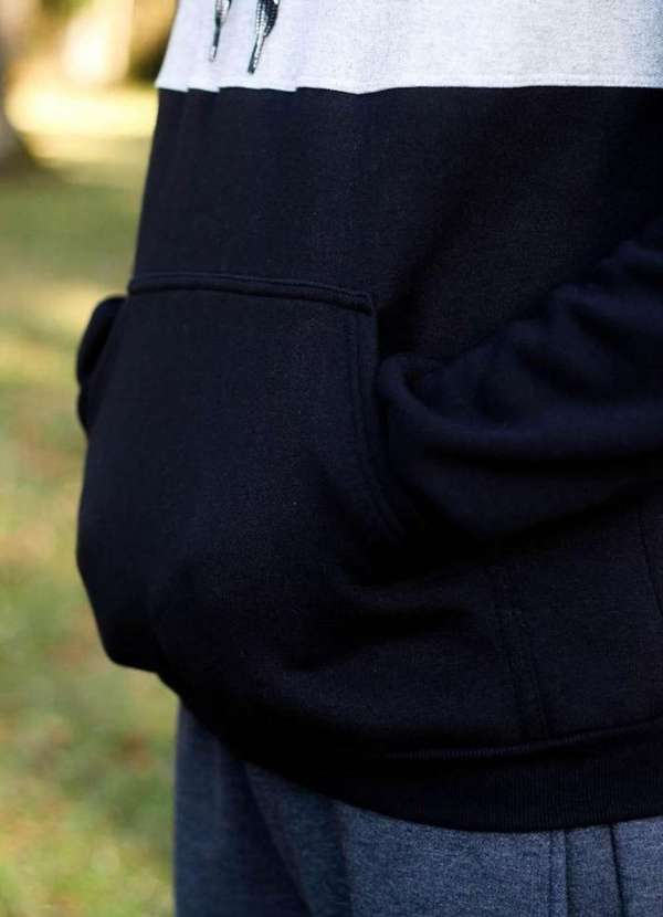 Cia da Malha - Blusa Moletom Masculina Adulta Peluciada Inverno Cinza com Preto 3