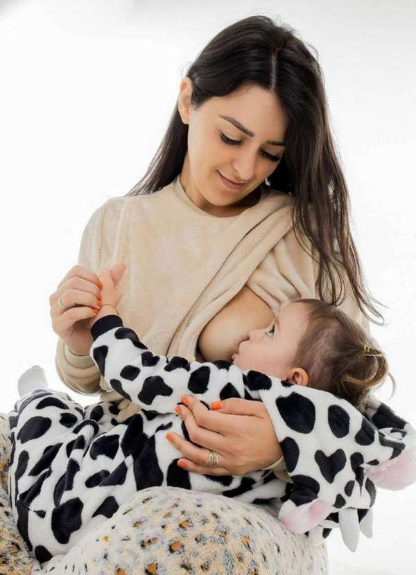 Cia da Malha - Pijama Feminino Adulto Amamentação Fleece Preto 4