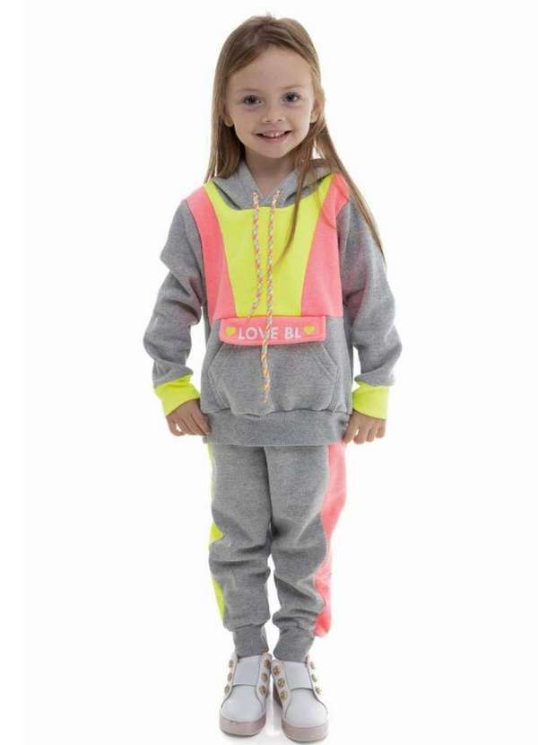 Cia da Malha - Conjunto Moletom Infantil Menina Inverno Mescla Claro 5