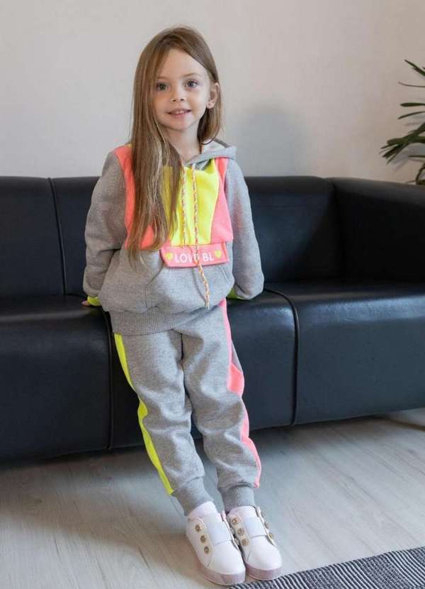 Cia da Malha - Conjunto Moletom Infantil Menina Inverno Mescla Claro 6