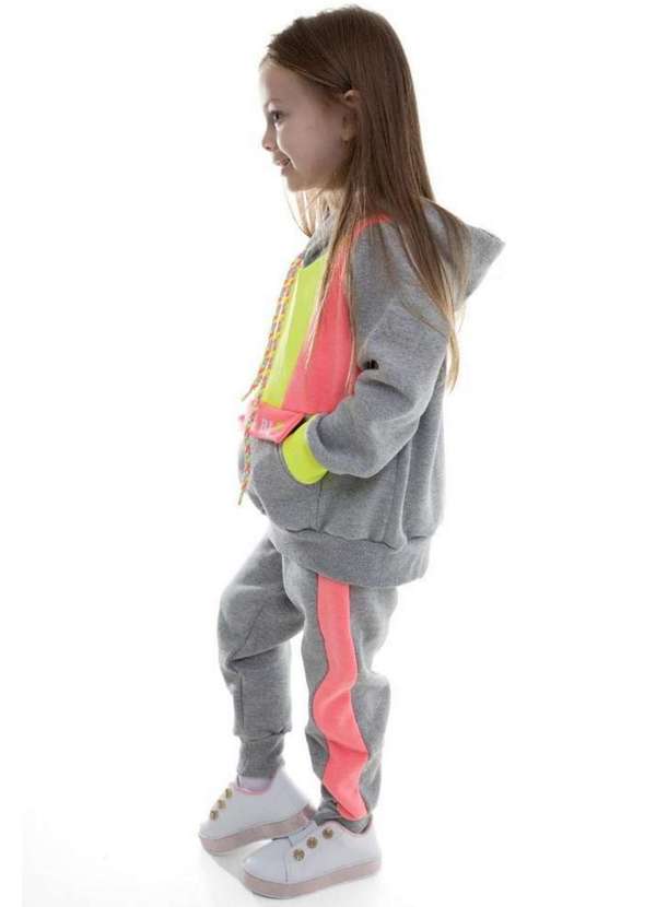 Cia da Malha - Conjunto Moletom Infantil Menina Inverno Mescla Claro 7