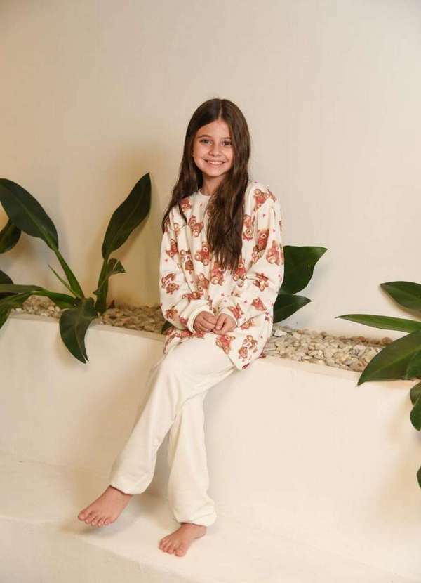 Cia da Malha - Pijama Infantil Meninas Moletinho Inverno Mignon Pownder