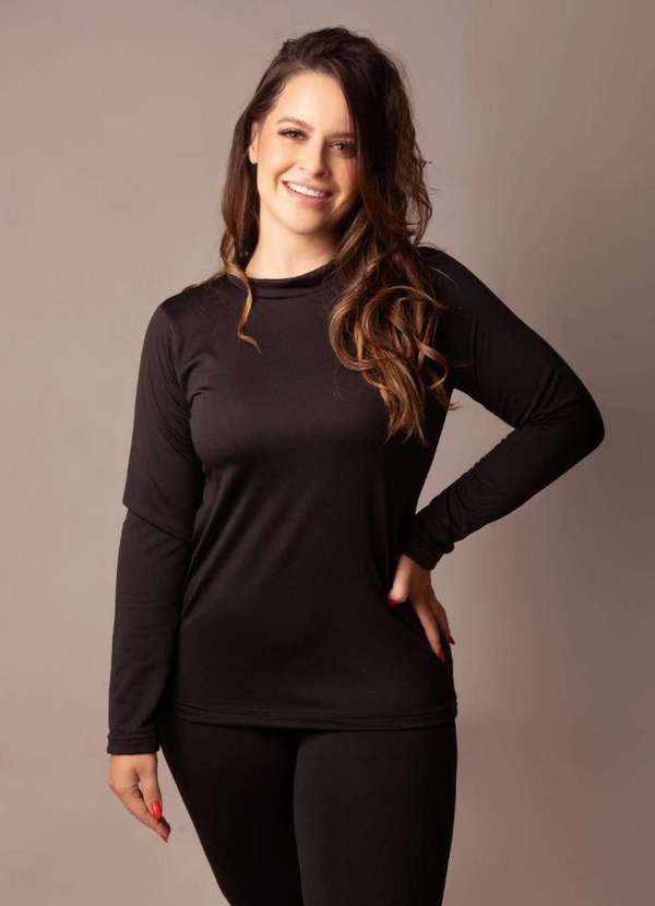 Cia da Malha - Pijama Feminino Masculino Térmico Adulto Inverno Preto 2