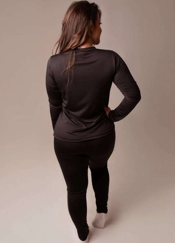 Cia da Malha - Pijama Feminino Masculino Térmico Adulto Inverno Preto 3