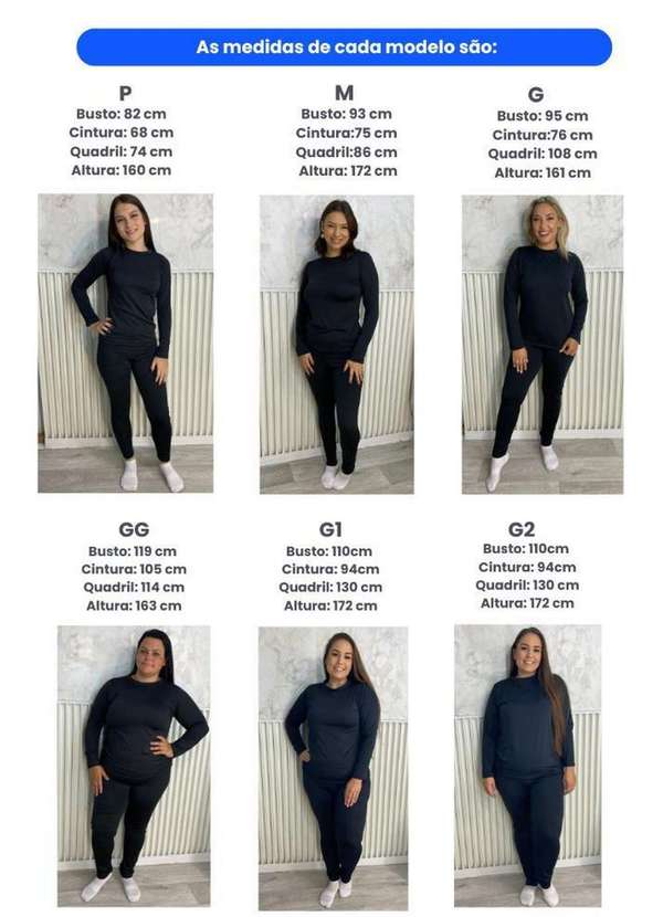 Cia da Malha - Pijama Feminino Masculino Térmico Adulto Inverno Preto 4