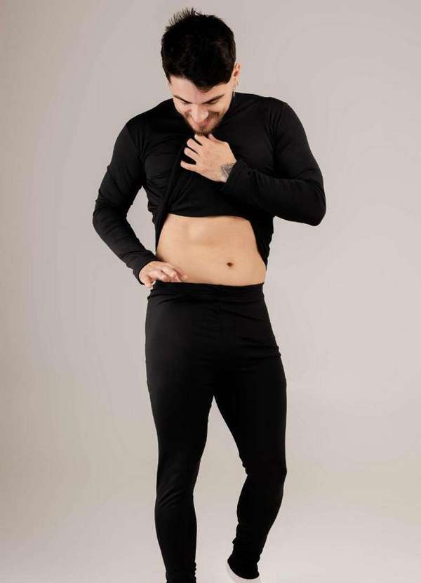 Cia da Malha - Pijama Feminino Masculino Térmico Adulto Inverno Preto 7 2