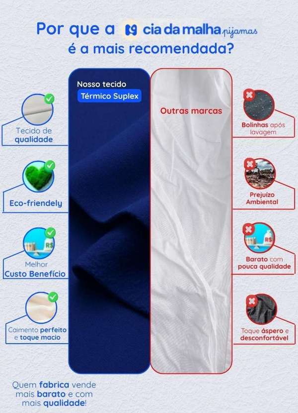 Cia da Malha - Pijama Feminino Masculino Térmico Adulto Inverno Preto 7 6