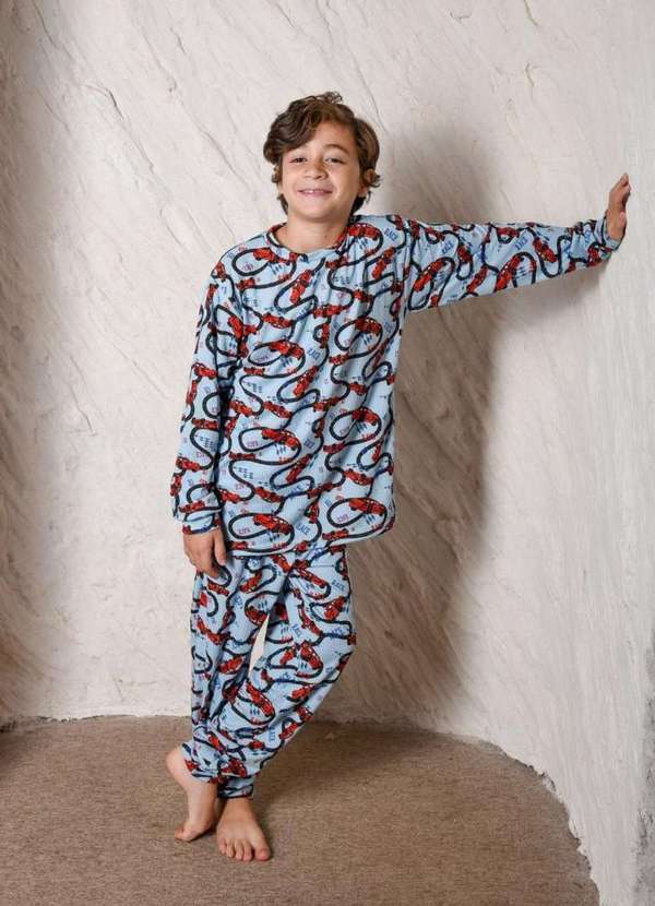Cia da Malha - Pijama Inf Masc Suede Menino Manga Longa Inverno Est Carro