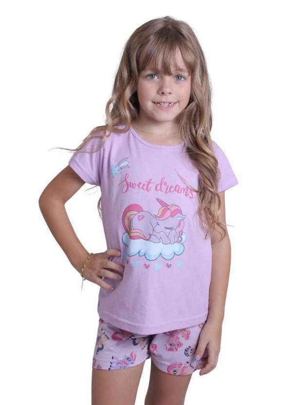 Cia da Malha - Pijama Infantil Algodão para Menina Feminino Juvenil 1 a 16 Anos Lilas