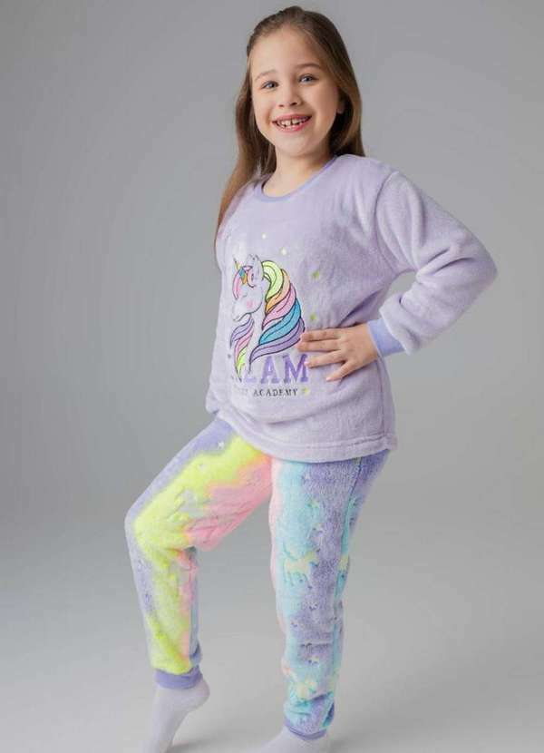Cia da Malha - Pijama Fleece Infantil Meninas Soft Longo. Off White Sereia