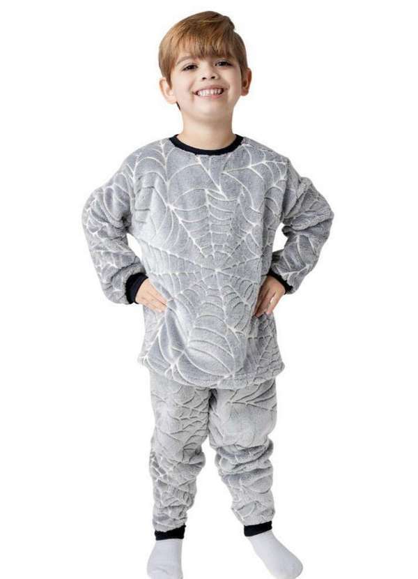Cia da Malha - Pijama Infantil Menino Inverno Fleece Soft Longo - Novo Teia de Aranha