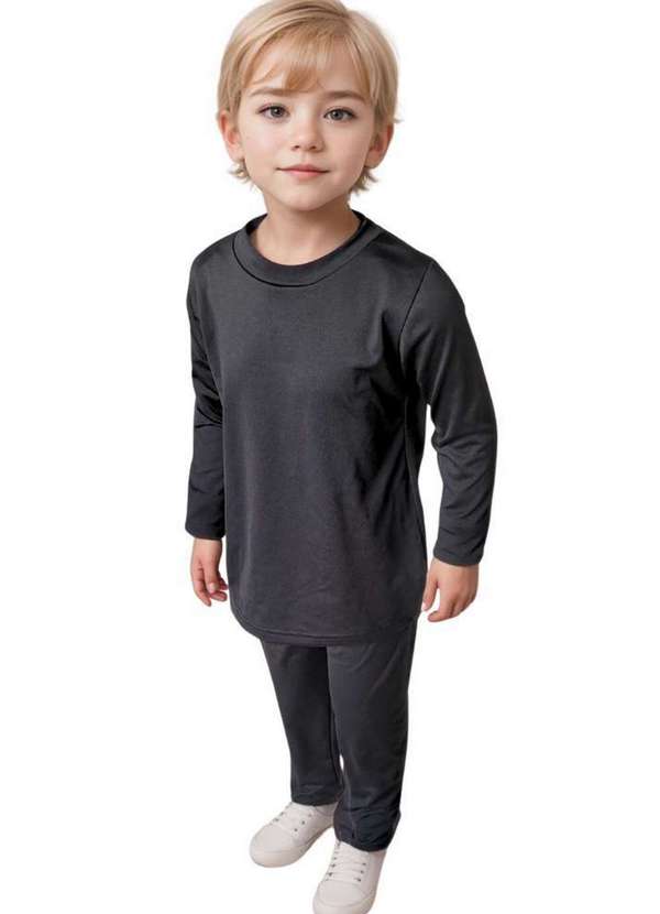 Cia da Malha - Pijama Infantil Inverno Termico Preto 2