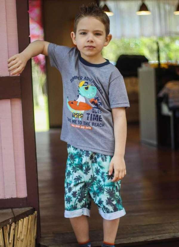 Cia da Malha - Conjunto Infantil Tactel para Menino Mescla Medio 2