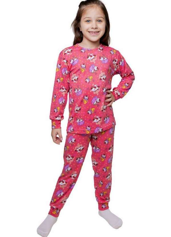 Cia da Malha - Pijama Feminino Infantil Suede Unicornio