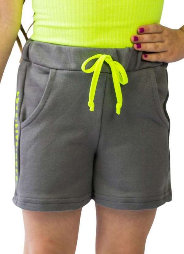 Cia da Malha - Short Saia Infantil Feminina Meninas Juvenil Moletom Cinza